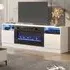 36 inch TV Stand with 12 Mood Light Electric Fireplace - White