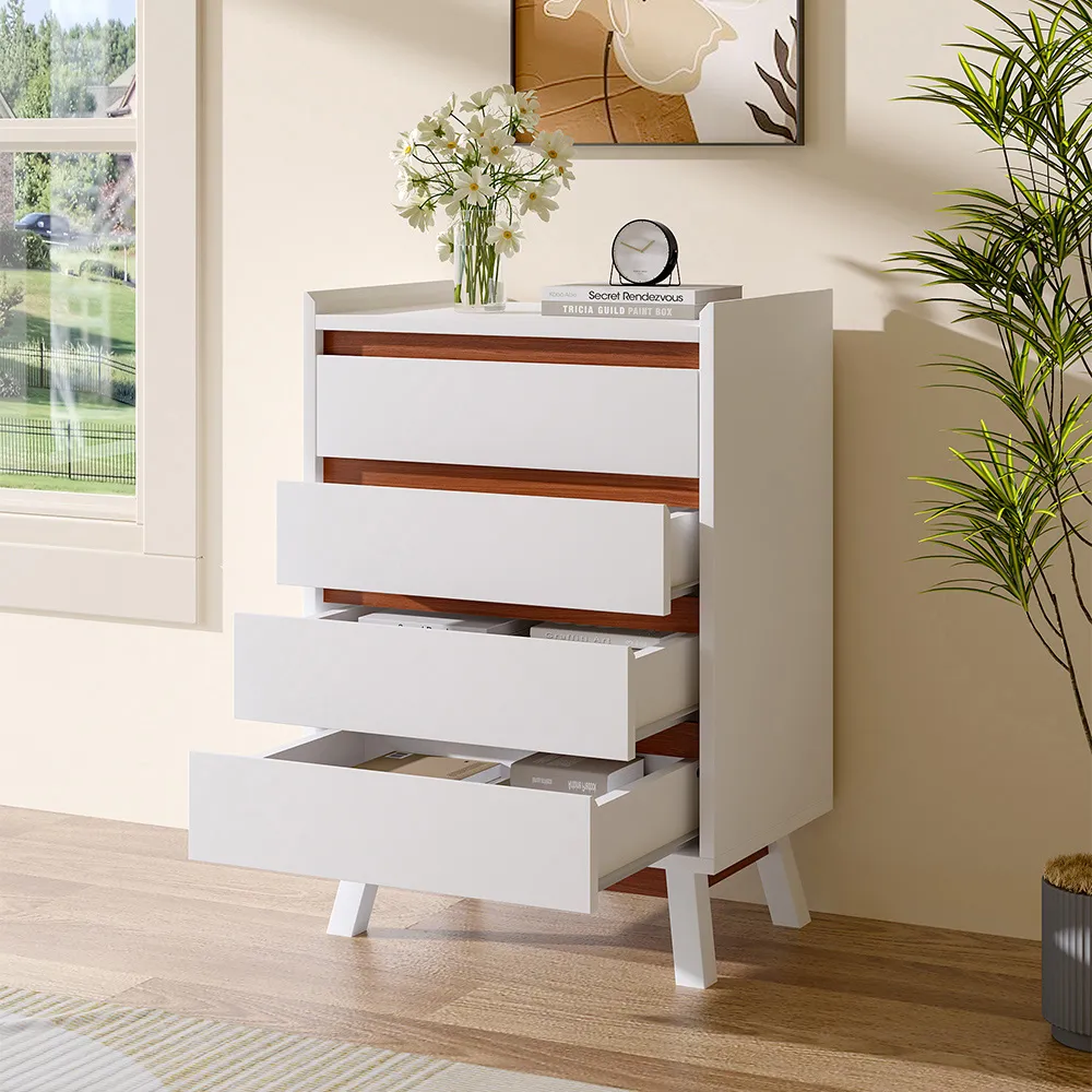 4 Drawer Storage Cabinet - White, Wooden