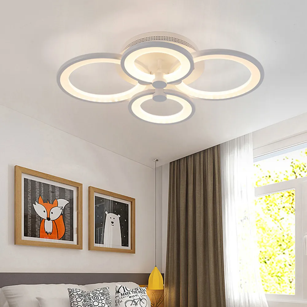 4 Light Circular LED Ceiling Light with Remote - White