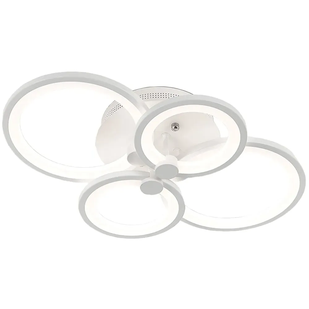 4 Light Circular LED Ceiling Light with Remote - White