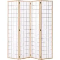 4 Panel Folding Privacy Screen - Natural, Wood