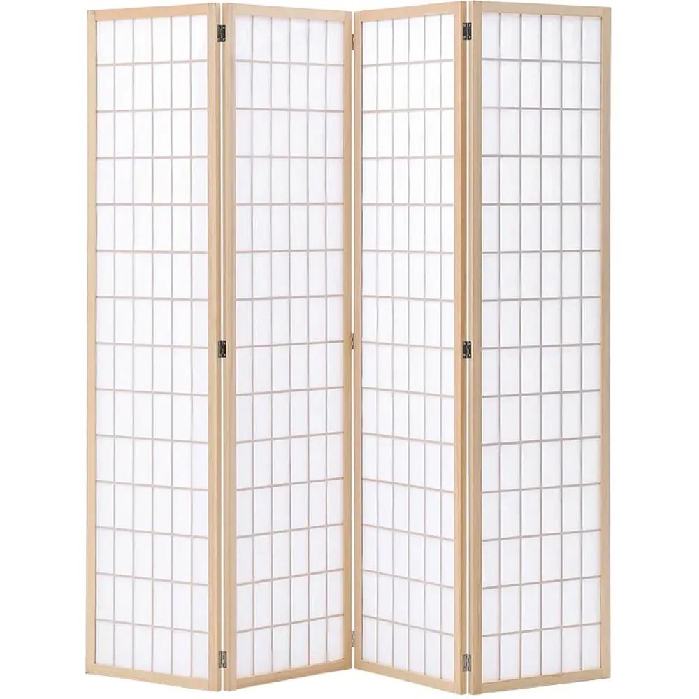 4 Panel Folding Privacy Screen - Natural, Wood image