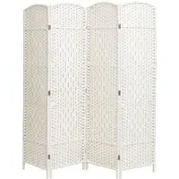 4 Panel Folding Privacy Screen - White, Fabric