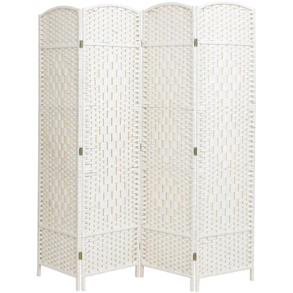 4 Panel Folding Privacy Screen - White, Fabric image