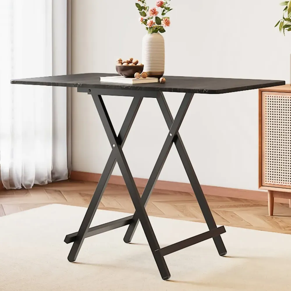 4-Seater Foldable Dining Table - Black, MDF
