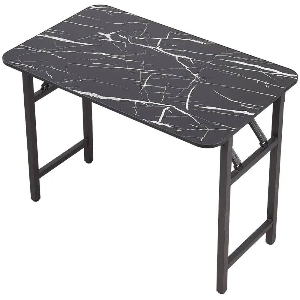 4-Seater Foldable Dining Table with Adjustable Feet - Black