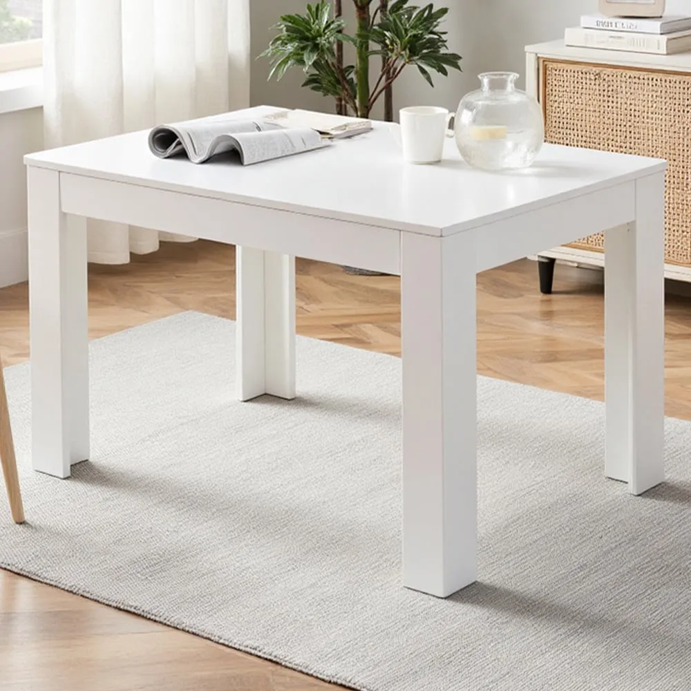 4-Seater Rectangular Dining Table - White