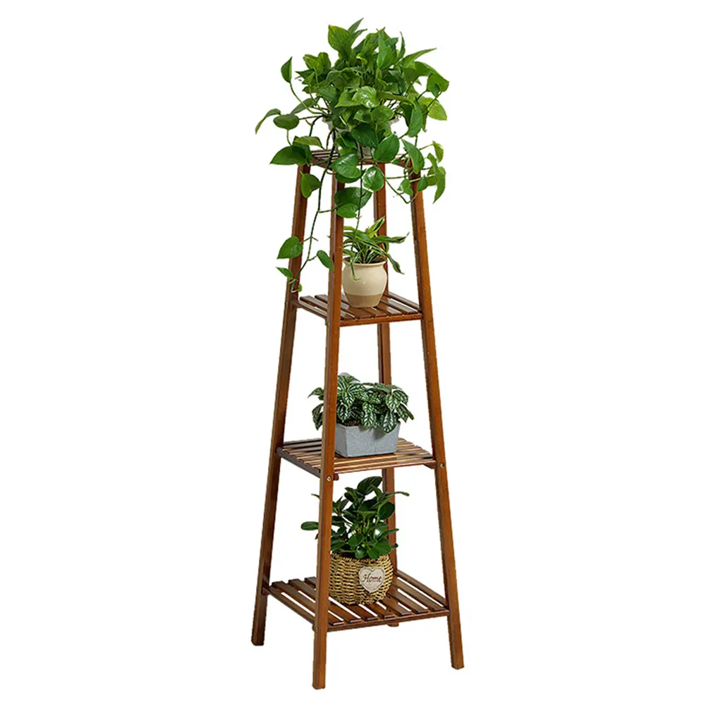 4 Shelf Plant Stand - Brown, Solid Wood