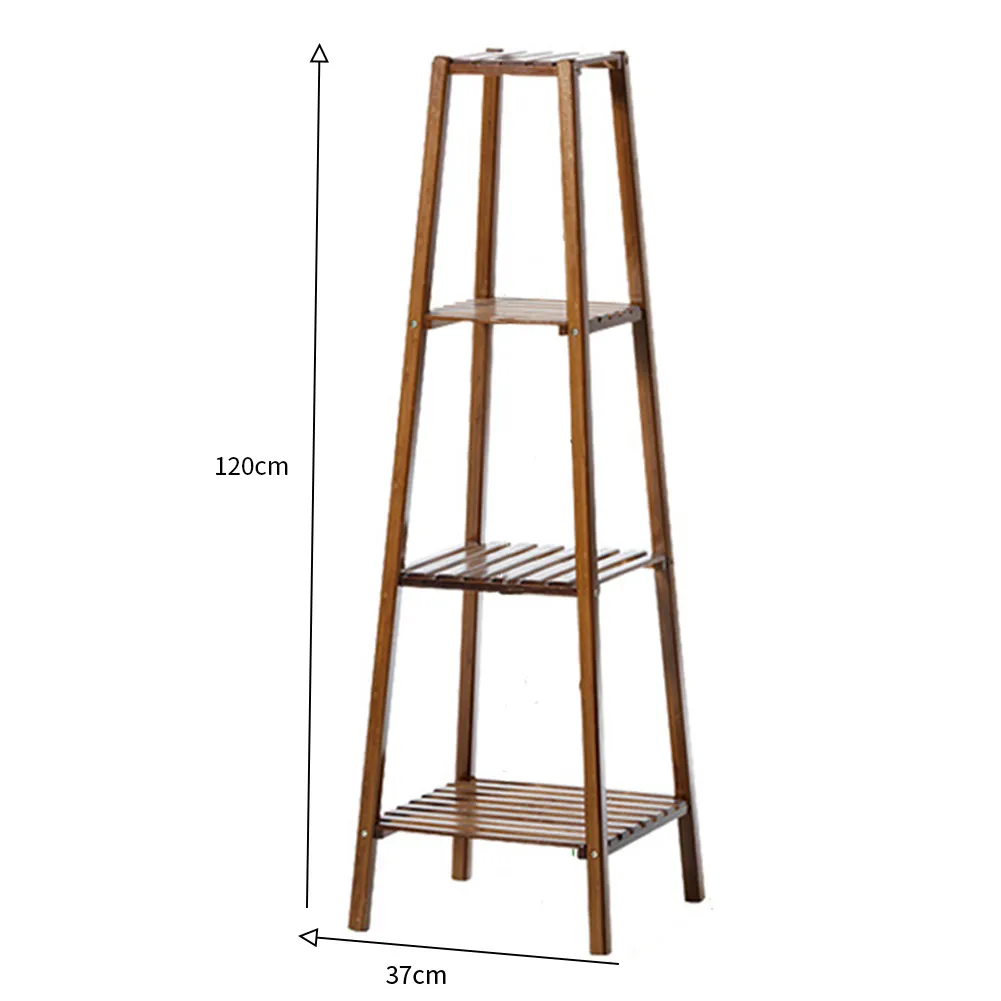 4 Shelf Plant Stand - Brown, Solid Wood