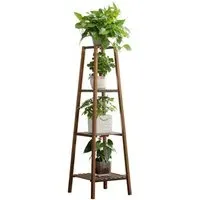 4 Shelf Plant Stand - Brown, Solid Wood