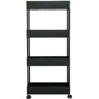 4-Tier Storage Trolley with Wheels - Black