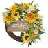 40cm Sunflower Artificial Wreath - White, Yellow