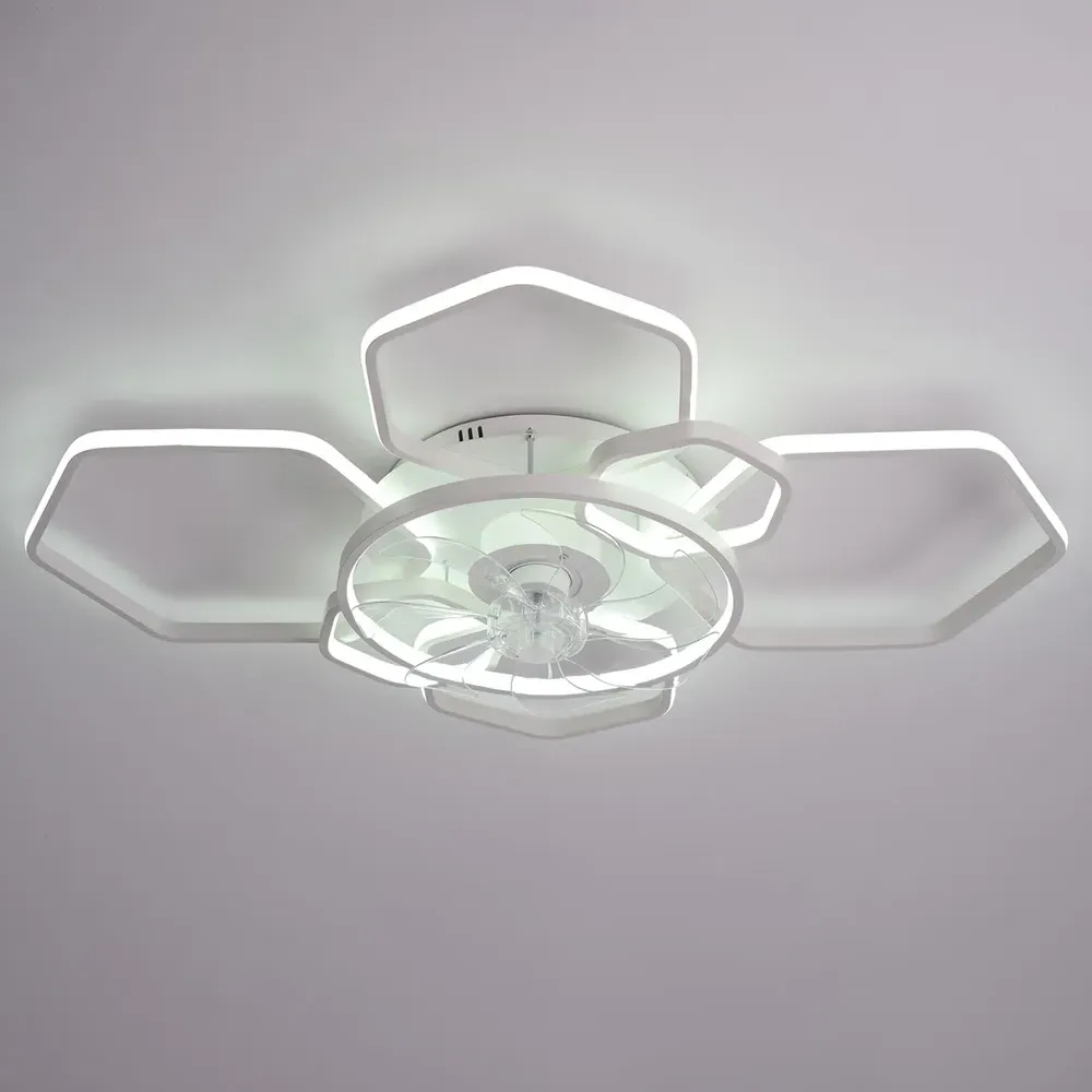 41 inch Geometrical LED Ceiling Fan Light - White