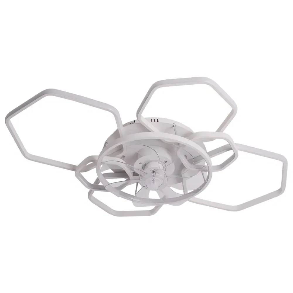 41 inch Geometrical LED Ceiling Fan Light - White