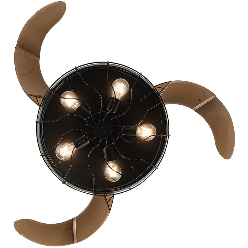 42 inch 3 Blade Wire Cage Ceiling Fan Light - Black