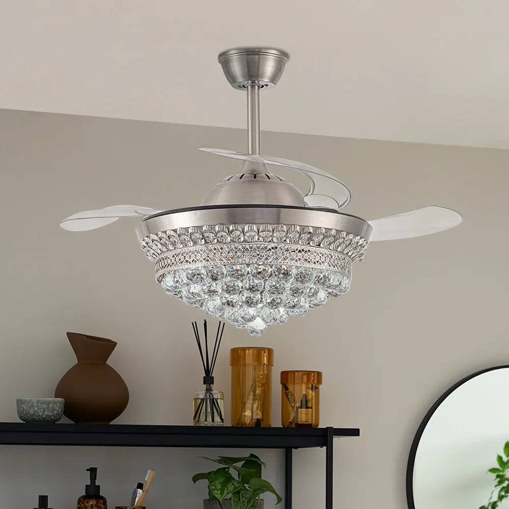 42 inch Crystal LED Ceiling Fan Light - Gold