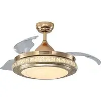 42 inch Crystal LED Ceiling Fan Light with Remote - Gold
