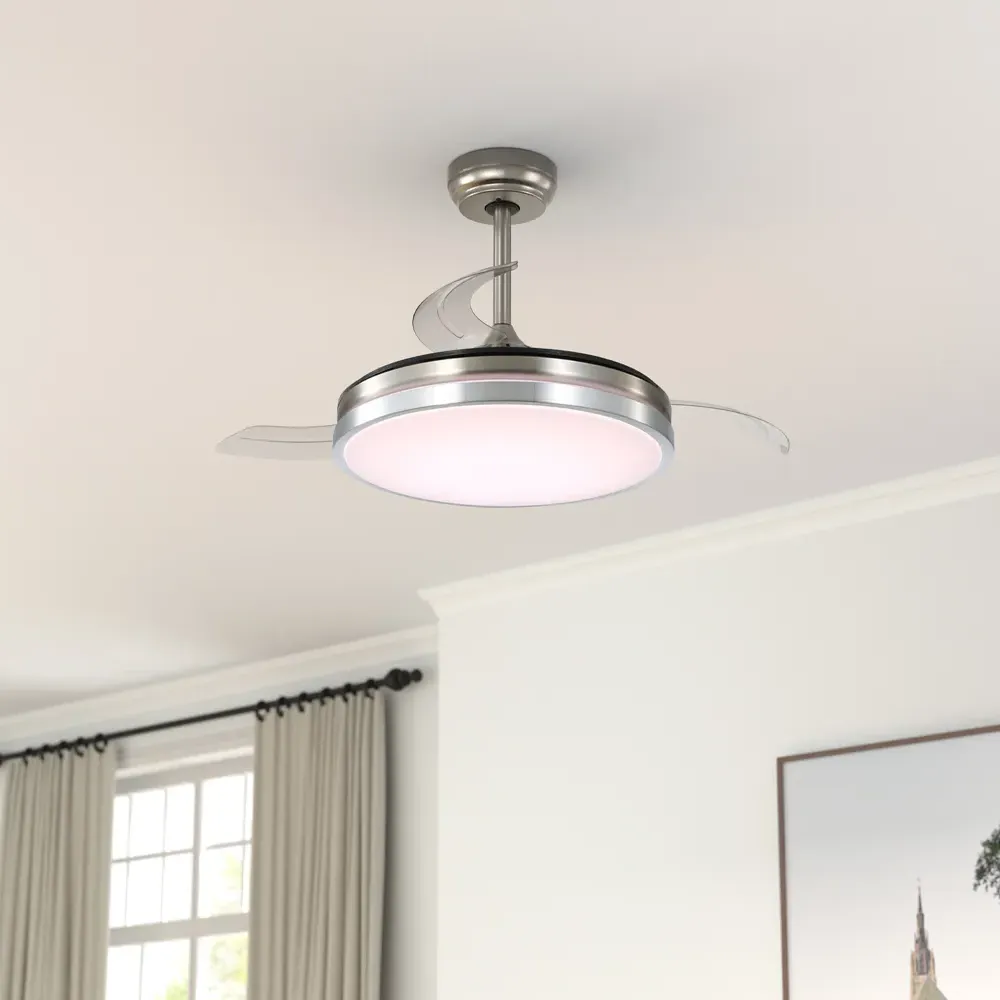 42 inch LED Ceiling Fan Light with Remote - Silver, Acrylic