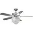 5 Blade Crystal Ceiling Fan Light with Remote - Silver