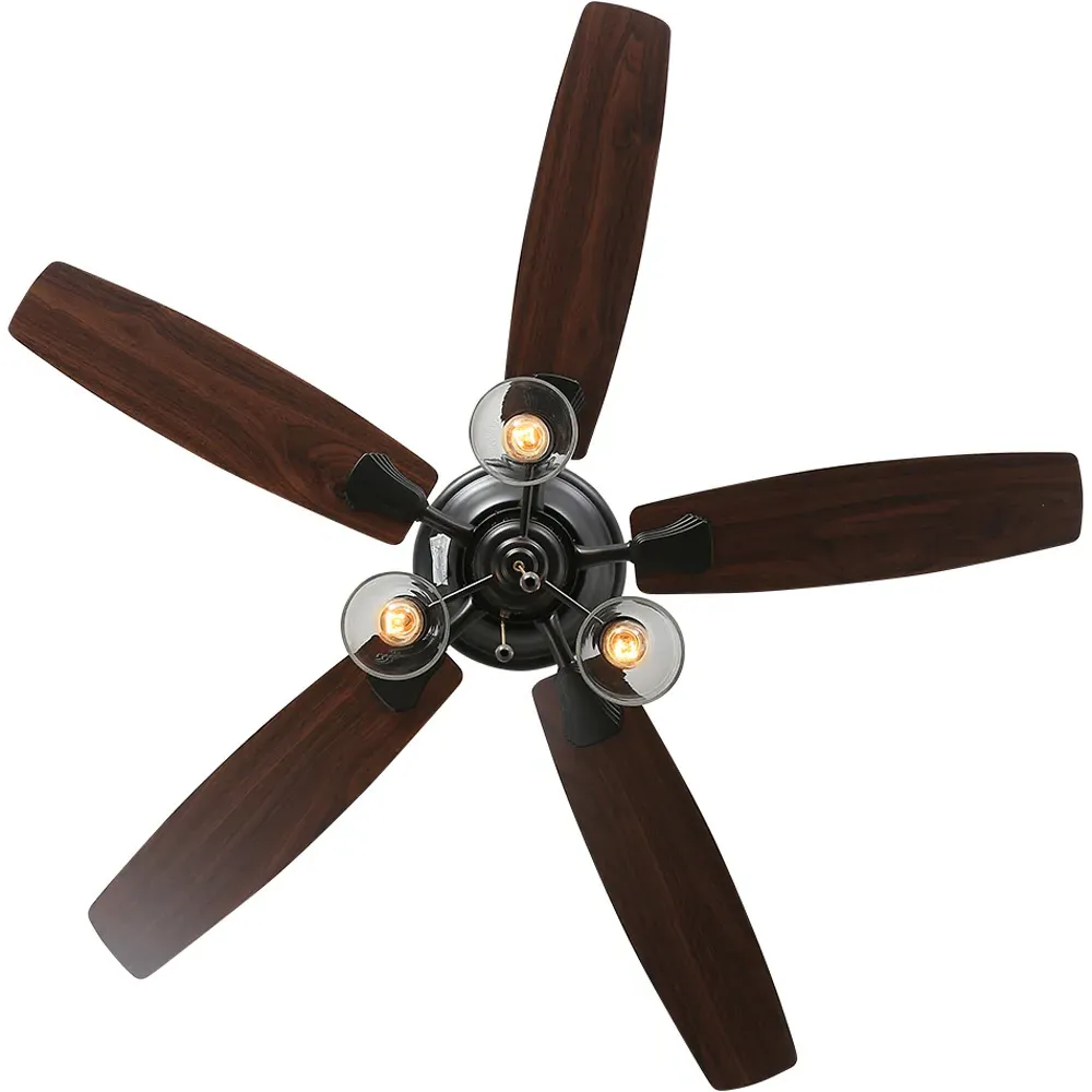 5 Blade Smoked Lampshade Ceiling Fan Light with Remote - Brown