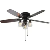 5 Blade Smoked Lampshade Ceiling Fan Light with Remote - Brown