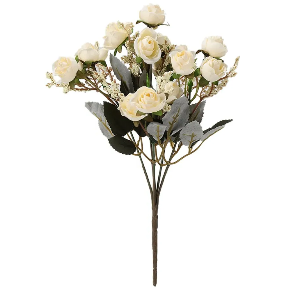 5 Branch Artificial Rose Flowers 29cm - Champagne image