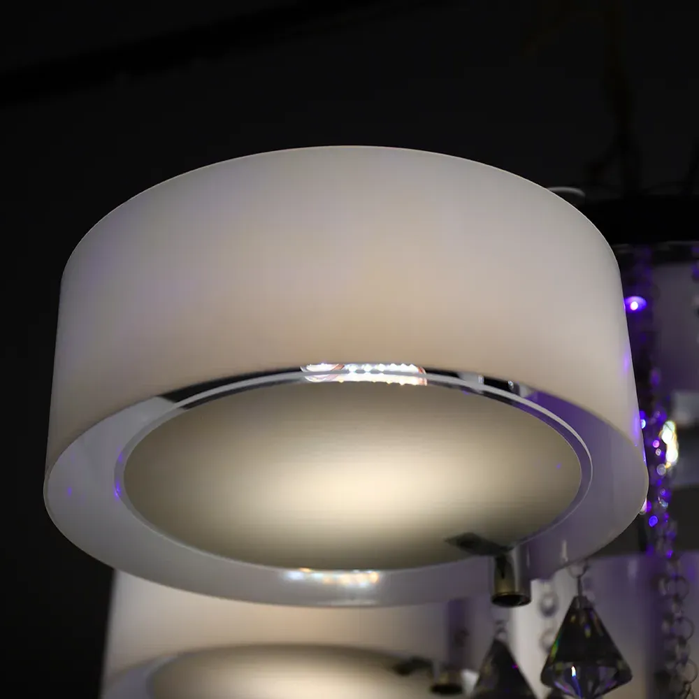 5 Light Round LED Ceiling Light with Crystal Accent - White