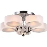 5 Light Round LED Ceiling Light with Crystal Accent - White