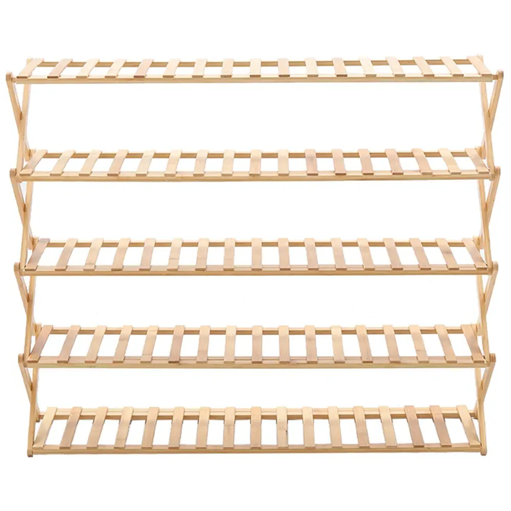 5-Tier Bamboo Plant Stand with Storage - Wood