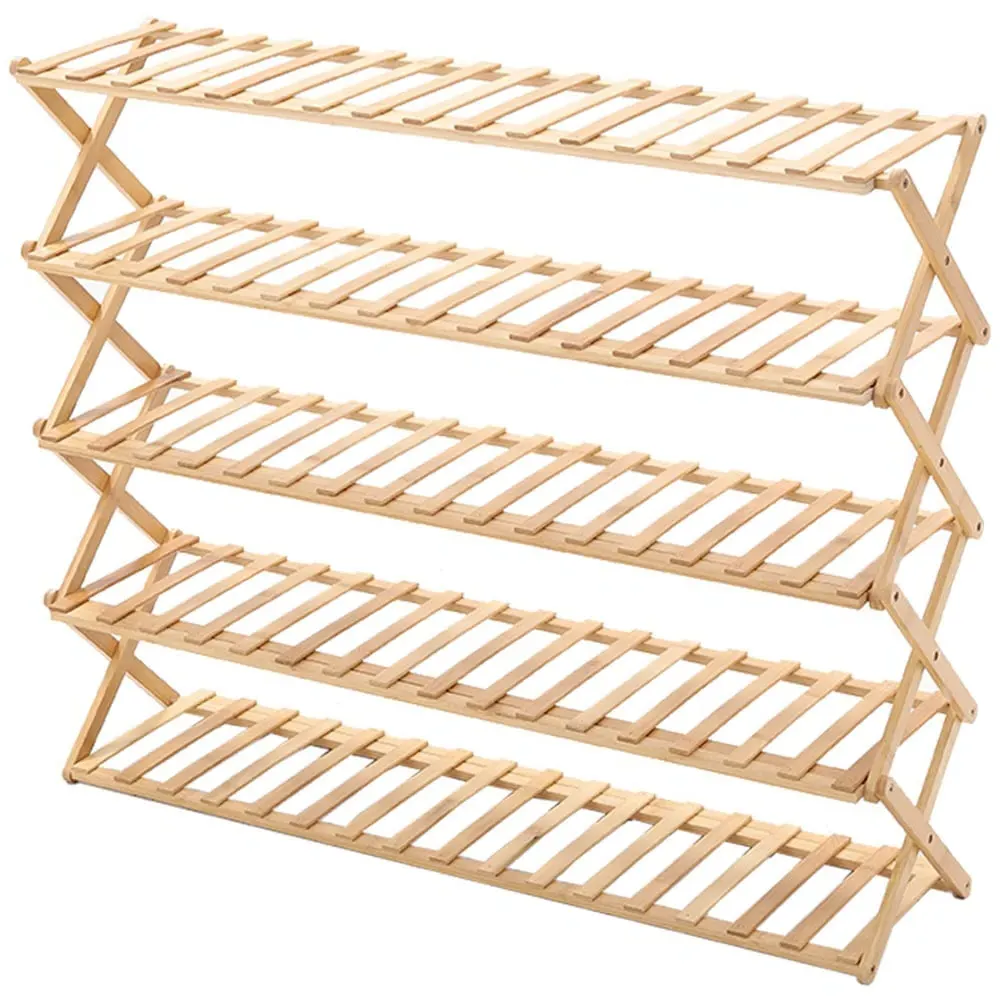 5-Tier Bamboo Plant Stand with Storage - Wood image