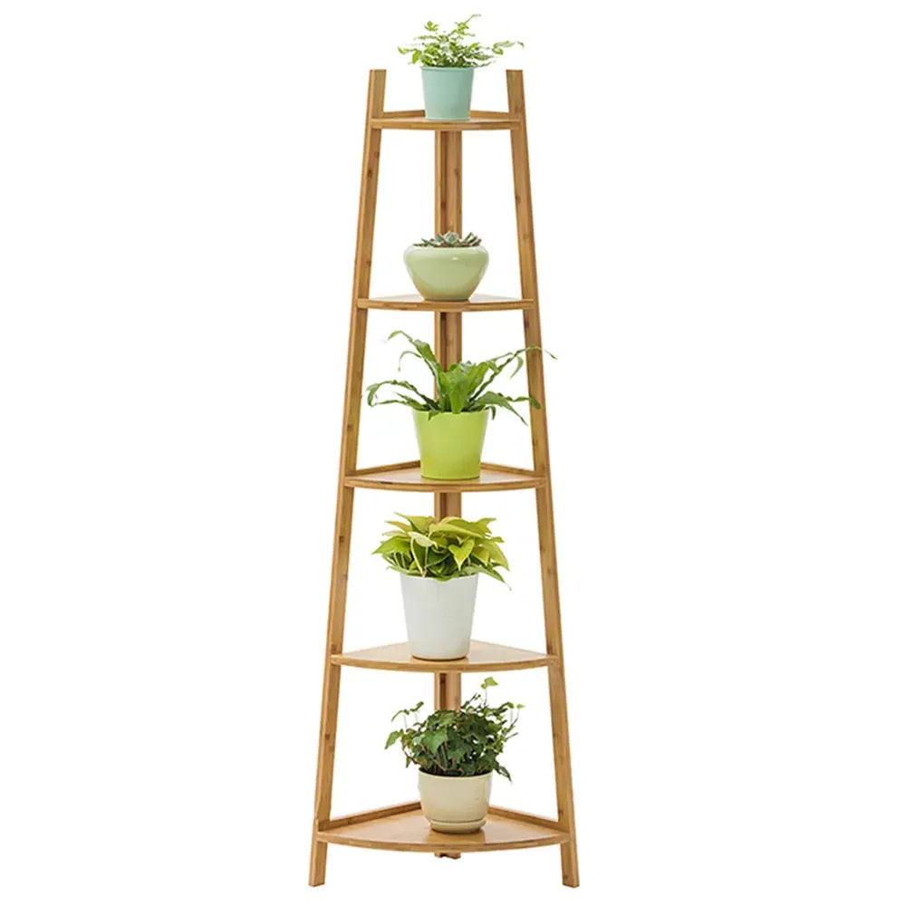 5 Tier Corner Ladder Shelf - Natural