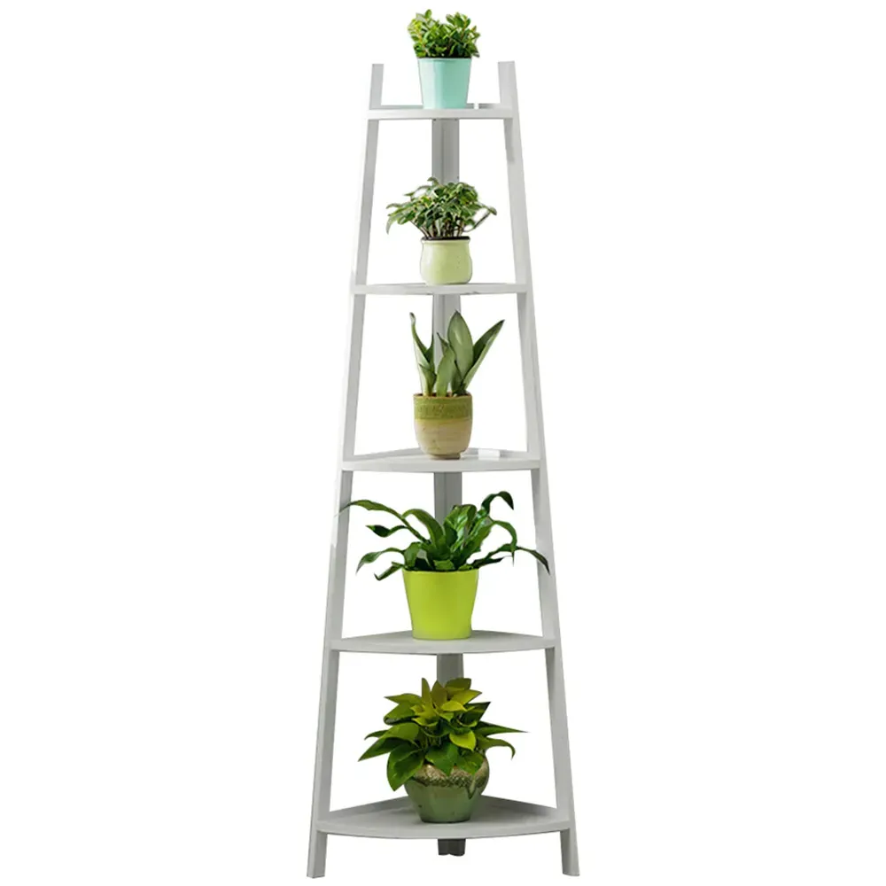 5 Tier Corner Ladder Shelf - White
