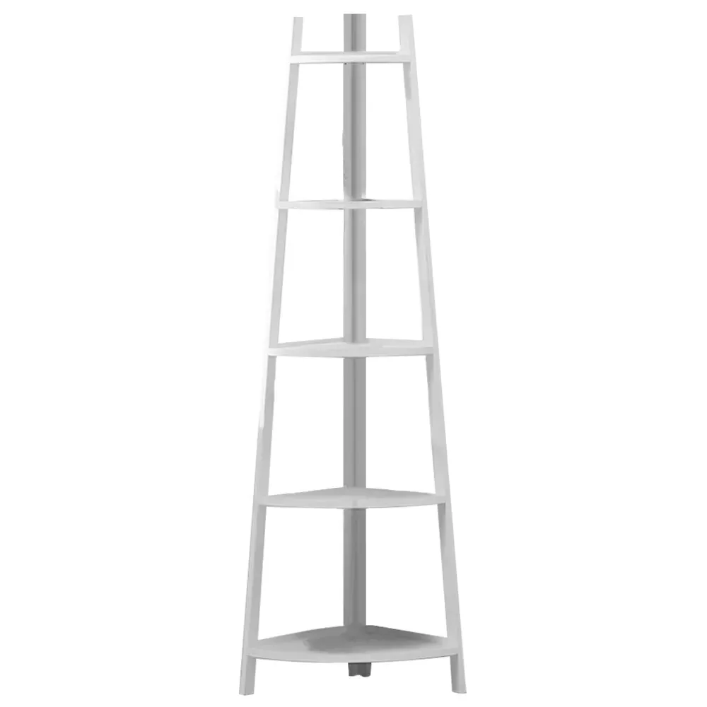 5 Tier Corner Ladder Shelf - White