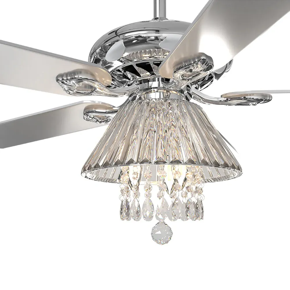 52 Inch Ceiling Fan with Light Chandelier - Silver