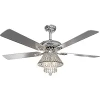 52 Inch Ceiling Fan with Light Chandelier - Silver