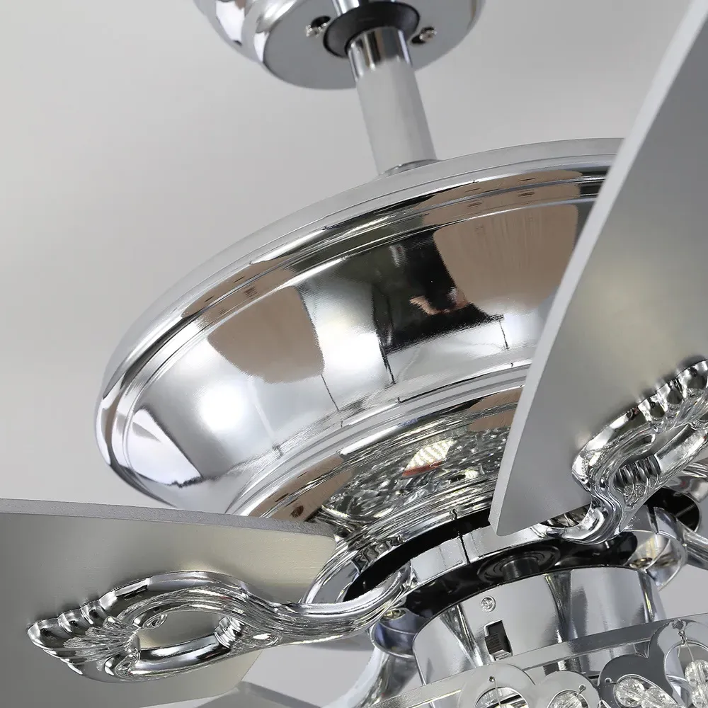 52 inch Crystal LED Ceiling Fan Light with Remote - Chrome