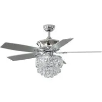 52 inch Crystal LED Ceiling Fan Light with Remote - Chrome