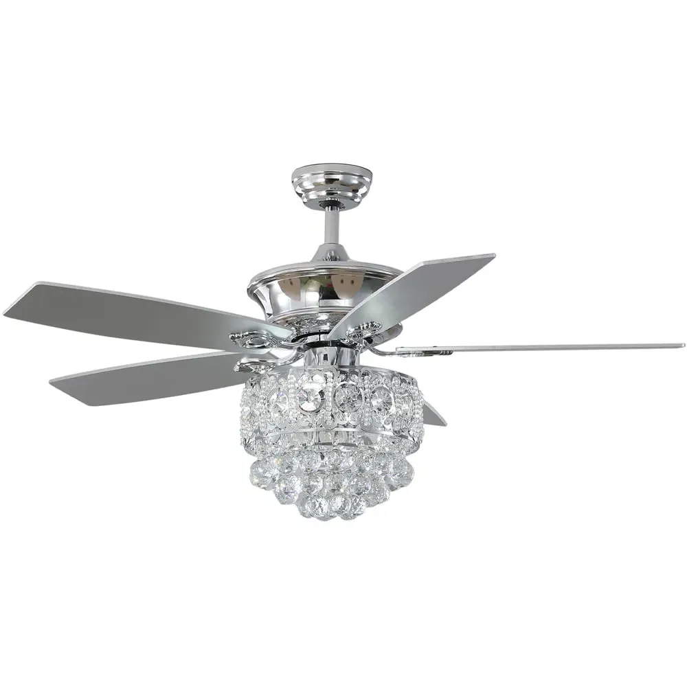 52 inch Crystal LED Ceiling Fan Light with Remote - Chrome