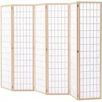 6 Panel Folding Privacy Screen - Natural, Wood