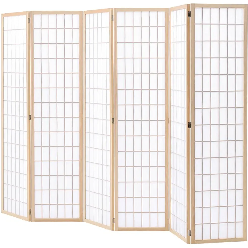 6 Panel Folding Privacy Screen - Natural, Wood