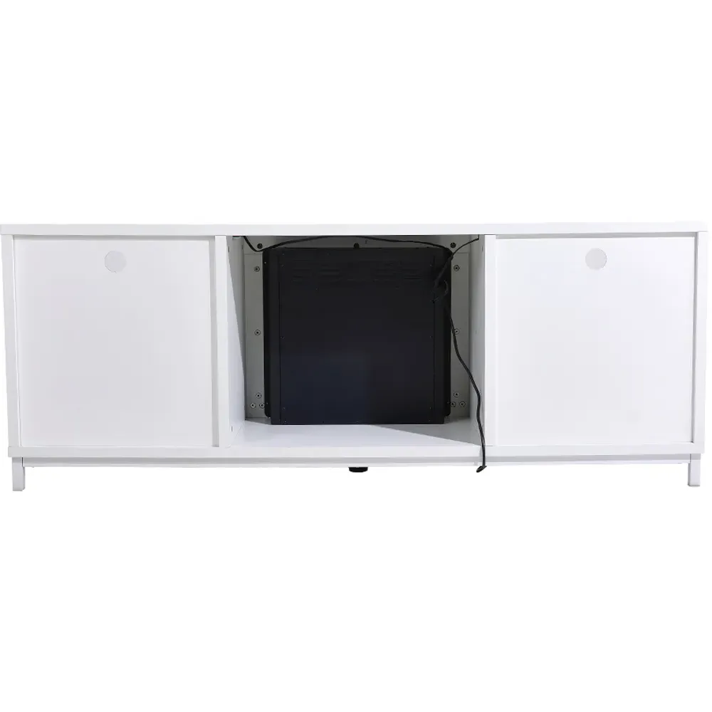 6 Shelf TV Stand with Fireplace - White