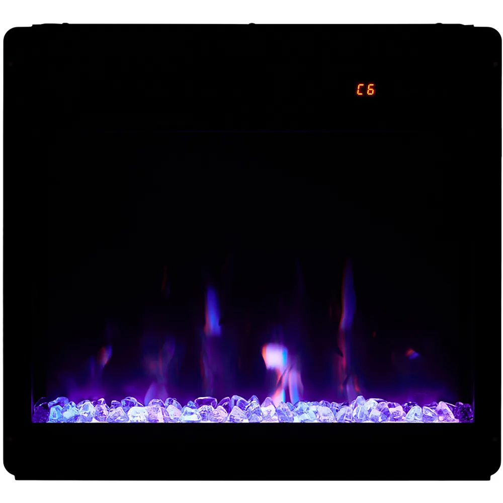 6 Shelf TV Stand with Fireplace - White