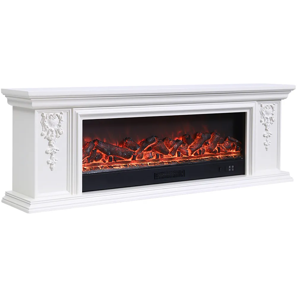7 Flame Colour TV Stand Electric Fireplace with Remote - White