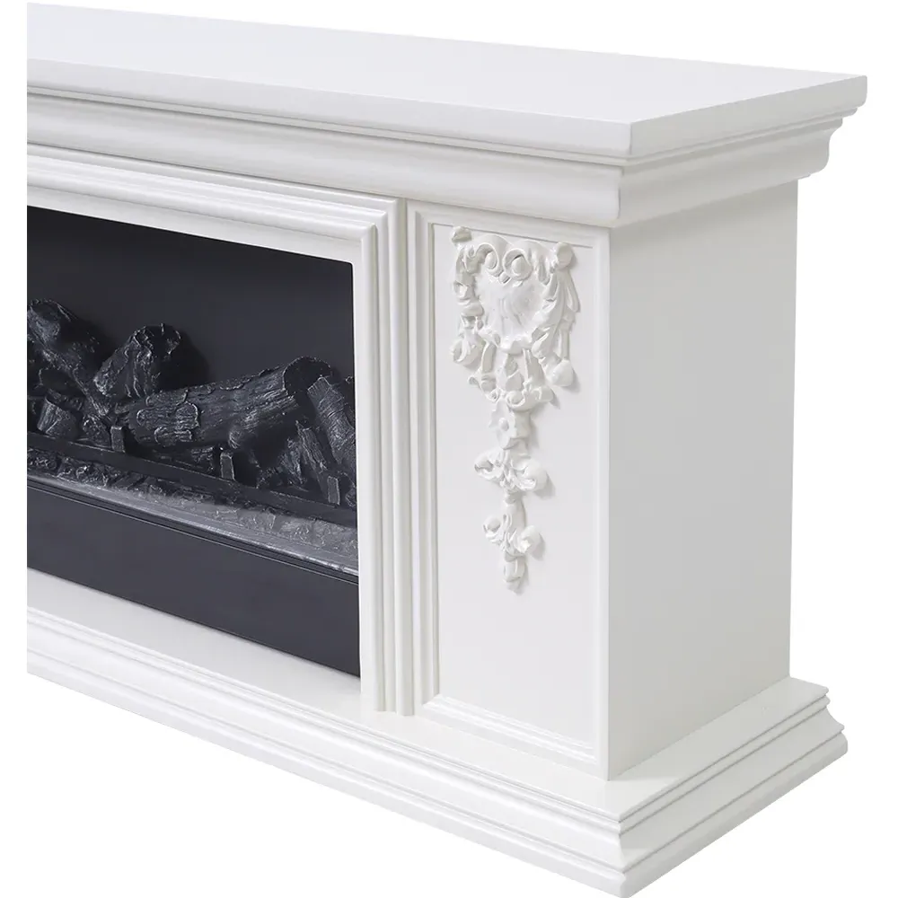 7 Flame Colour TV Stand Electric Fireplace with Remote - White