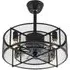 8 Blade Industrial Mesh Ceiling Fan Light 15 inch - Black