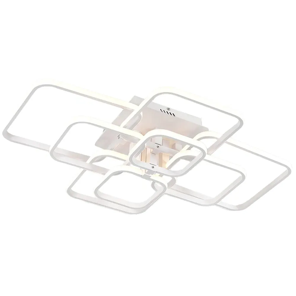 8 Light Square LED Ceiling Light with Remote - White