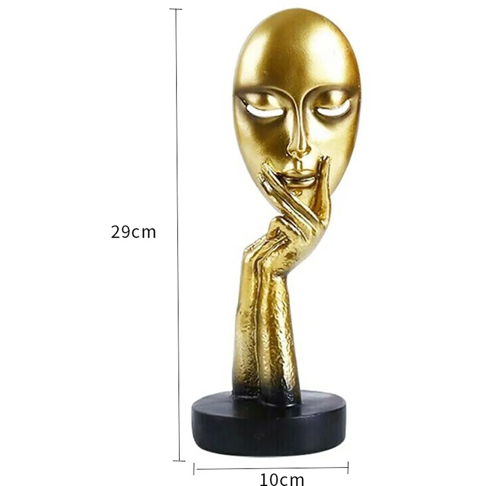 Abstract Resin Woman Face Statue - Gold