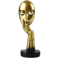 Abstract Resin Woman Face Statue - Gold