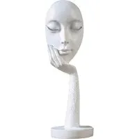 Abstract Resin Woman Face Statue - White
