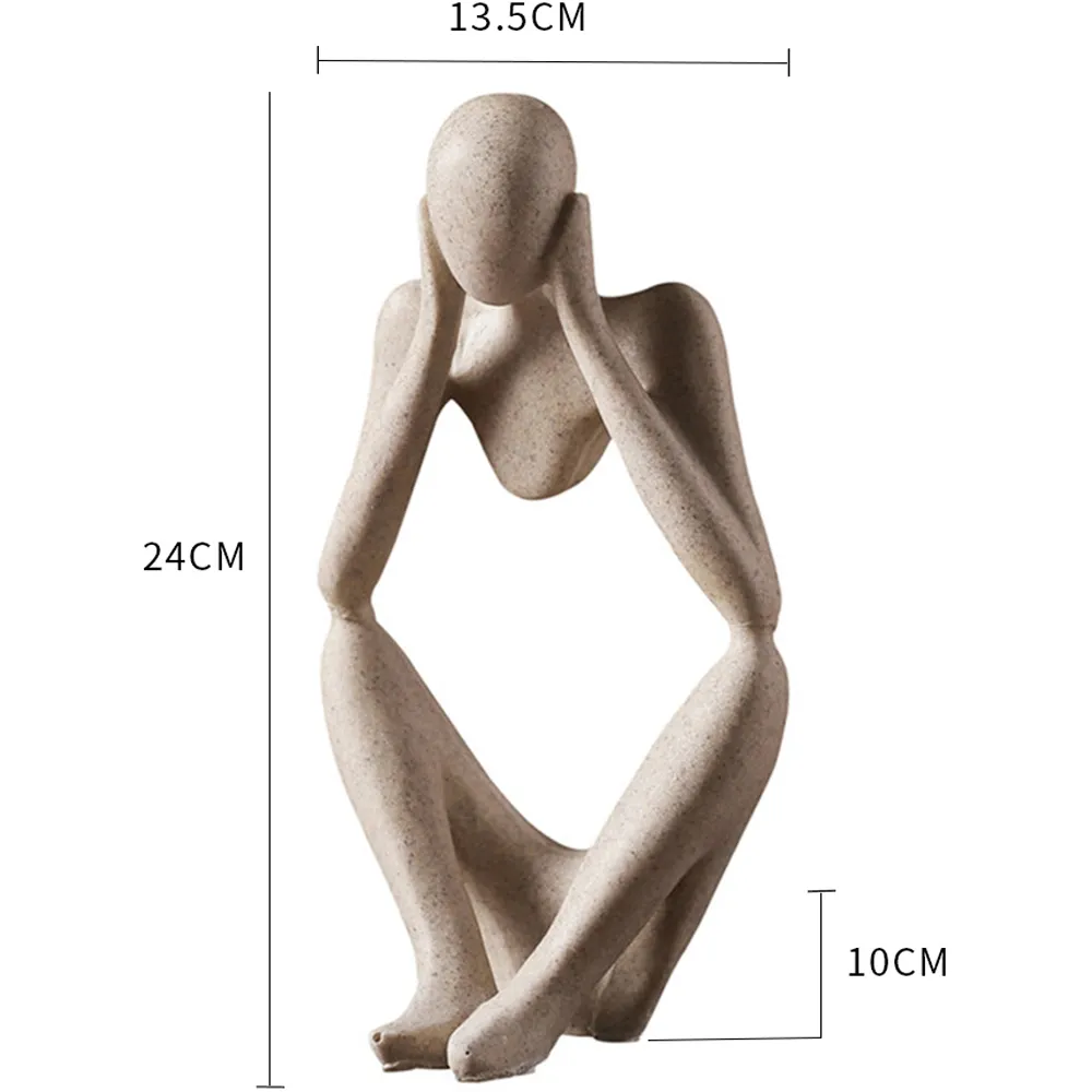 Abstract Tabletop Meditator Statue - Beige, Resin